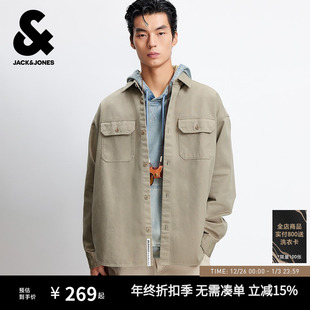工装 新款 衬衫 休闲口袋外套长袖 痞帅夹克 杰克琼斯男装 衬衣男士 秋季