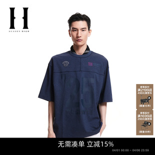 新款 SEASON HIGH男装 春季 T恤 NFL联名刺绣廓形圆领短袖