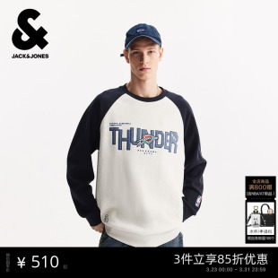 时尚 卫衣宽松圆领长袖 上衣 潮流男装 杰克琼斯NBA联名2026年春季