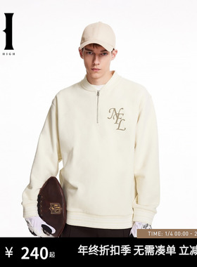 SEASONHIGH NFL联名秋冬款男装卫衣半拉链棒球领加绒背后胶印卫衣