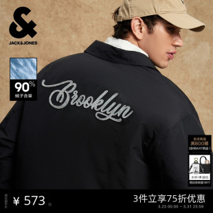 杰克琼斯NBA联名篮网队2026年潮流男装 羽绒服翻领宽松外套 春季