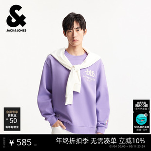 杰克琼斯男装士春季卫衣NBA联名宽松版型圆领NBA联名刺绣湖人队款
