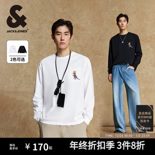 纯棉贴布口袋打底印花长袖 2025年秋季 杰克琼斯男装 T恤 BSQ联名