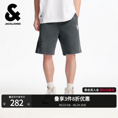 宽松版型 抽绳松紧腰头 单侧湖人球队设计