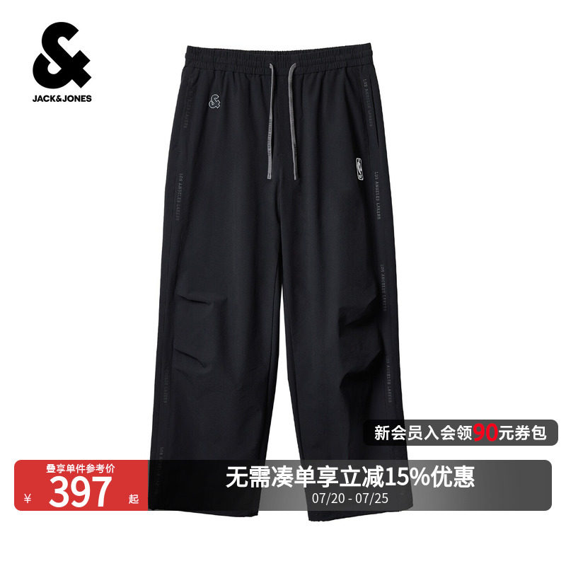杰克琼斯NBA联名男装休闲裤亲肤毛巾绣潮流时尚百搭通勤长裤裤子