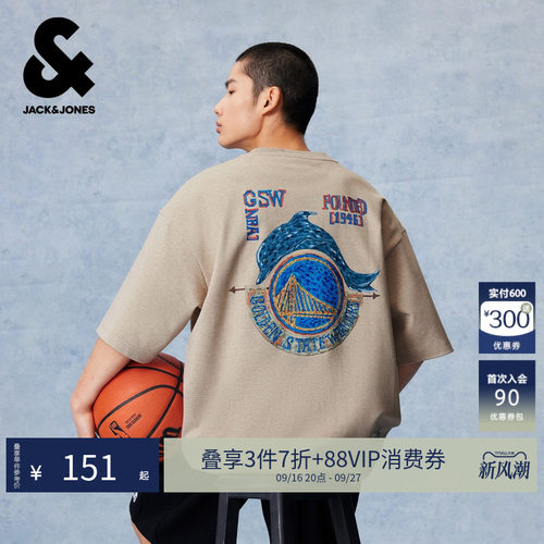 NBA联名勇士男宽松短袖T恤
