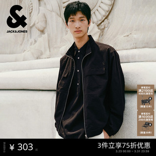 风宽松夹克 夹克纯色立领日常通勤多口袋工装 杰克琼斯男装 春季