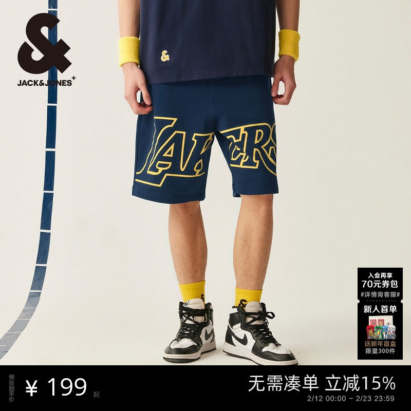 杰克琼斯NBA联名湖人队运动印花短裤篮球男装休闲潮男短裤子秋季