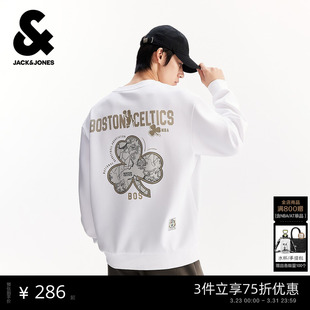 春季 杰克琼斯男装 植绒圆领舒适休闲卫衣225433057 商场爆款