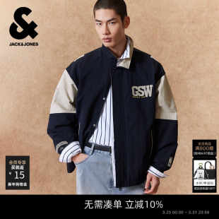 春季 杰克琼斯男装 勇士队 夹克外套复古撞色略宽松 NBA联名款