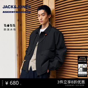 春季 杰克琼斯男装 抗沾湿 夹克宽松翻领精致刺绣时尚 AT系列