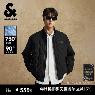 老钱风夹克男装 杰克琼斯颜值轻羽菱格纹绗缝冬短款 轻薄羽绒服