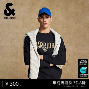 杰克琼斯男装NBA联名款勇士队2025宽松圆领日常舒适百搭潮流卫衣