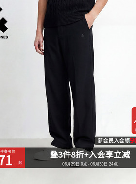 杰克琼斯男装夏季休闲裤卫裤黑色刺绣宽松紧腰头纯色长裤子男士潮