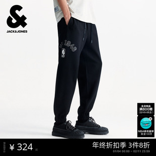 杰克琼斯NBA联名款男装秋季松紧束脚休闲运动卫裤长裤子