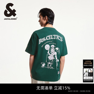 杰克琼斯春季 篮球潮流NBA联名圆领波士顿凯尔特队短袖 T恤男装 时尚