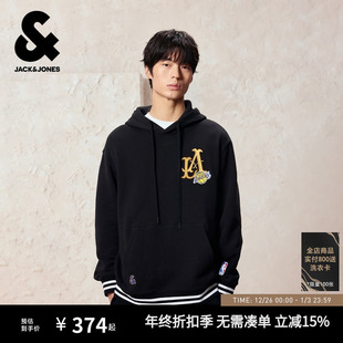 NBA联名连帽刺绣胶印口袋长袖 杰克琼斯男装 秋冬卫衣2025年新款