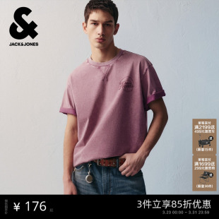 短袖 杰克琼斯男装 个性 T恤字母胶印舒适百搭潮流简约时尚 上衣 春季