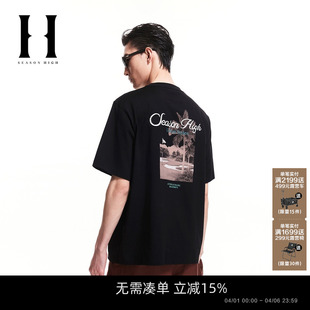 新款 SEASON HIGH男装 春季 T恤 潮流百搭字母刺绣圆领短袖