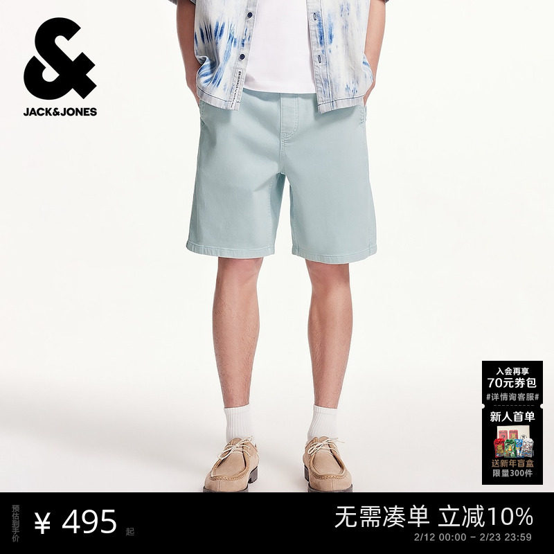 杰克琼斯男装秋季高街酷帅舒适百搭潮流简约个性牛仔短裤子