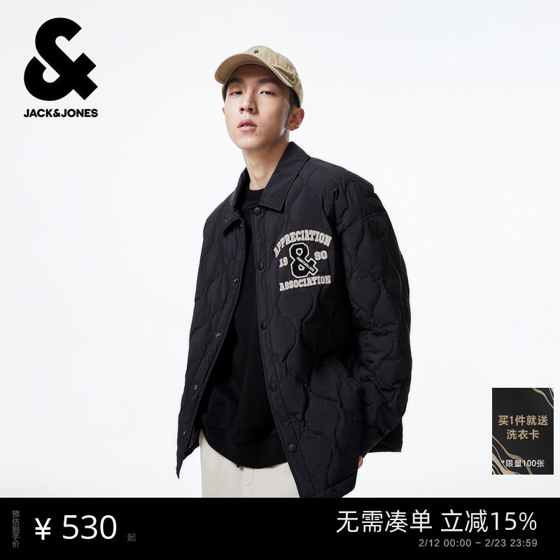【轻薄羽绒服】杰克琼斯颜值轻羽男士冬宽松休闲短款衬衫外套男装