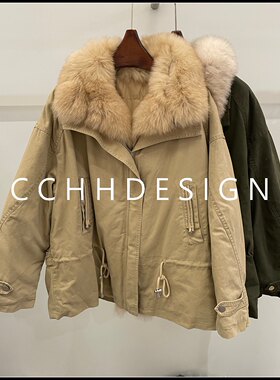 欧洲站女装2026秋冬新款巴恩风毛领派克服女可拆卸工装外套