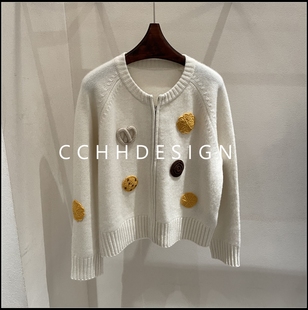 针织衫 欧洲站女装 洋气小众设计感小熊提花山羊绒长袖 新款 2025冬季