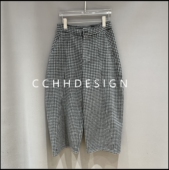 2025冬季 新款 格子设计小众拼接修身 欧洲站女装 显瘦高腰百搭阔腿裤