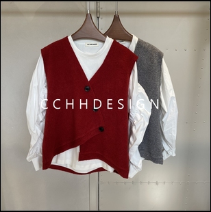 气质拼色休闲减龄洋气百搭纽扣针织衫 欧洲站女装 时尚 新款 2025冬季