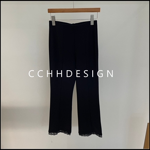 松紧腰显瘦百搭休闲裤 欧洲站女装 高腰蕾丝拼接微喇裤 新款 2026春季