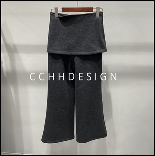 设计感纯色假两件修身 询价问客服 秒杀 显瘦洋气百搭休闲裤 特价