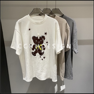 时尚 新款 圆领小众洋气休闲印花减龄高级感T恤 2025冬季 欧洲站女装