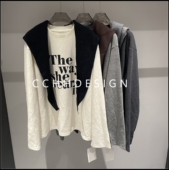 2025冬季 新款 韩版 欧洲站女装 圆领显瘦百搭高级感洋气短袖 T恤上衣