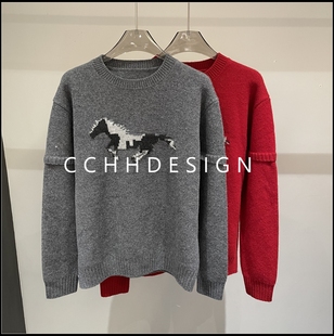 2025冬季 针织衫 新款 圆领宽松百搭休闲洋气气质长袖 时尚 欧洲站女装