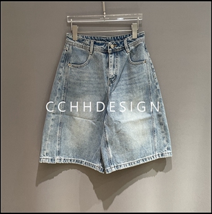 女宽松显瘦阔腿休闲裤 欧洲站女装 百慕大高腰牛仔短裤 新款 2026春季