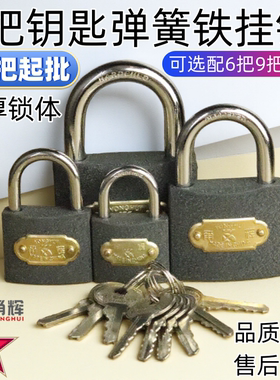 9把钥匙挂锁多钥匙黑色小锁宿舍柜子锁大门防盗锁电表箱通用挂锁