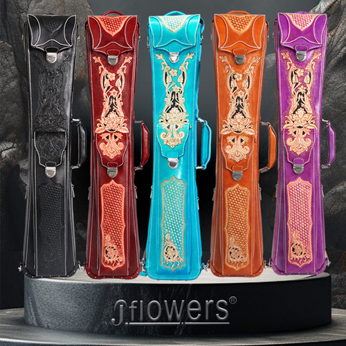 JFLOWERS台球杆软袋真皮手工雕刻