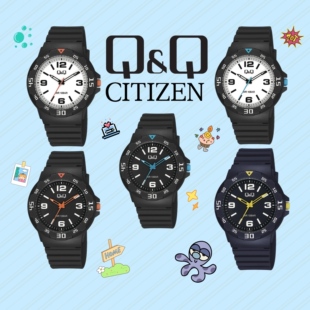 西铁城Q&Q小学生指针静音刻度大三针只看时间防水男宝儿童手表