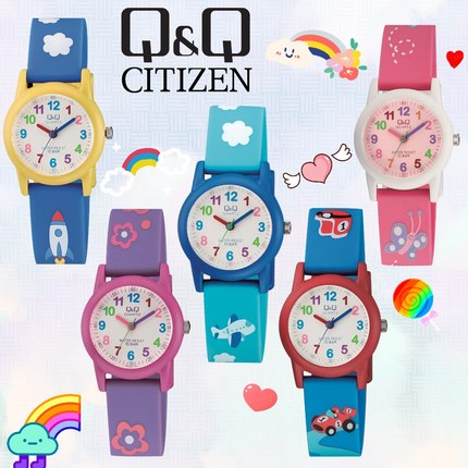 【Rainbow彩虹刻度表盘】西铁城Q&Q儿童手表指针静音电子石英手表