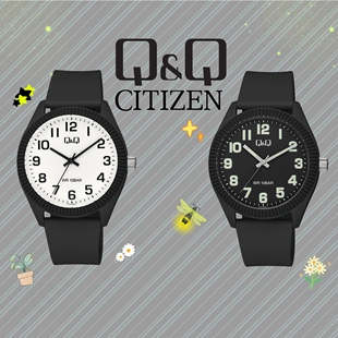 西铁城Q&Q小学生指针静音狗牙圈大三针只看时间防水男宝儿童手表