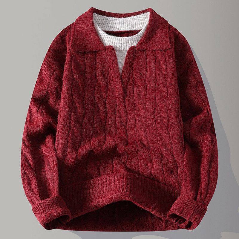 老钱风麻花针织polo衫男薄款透气修身短袖卫衣凉感丝光棉冰丝t恤