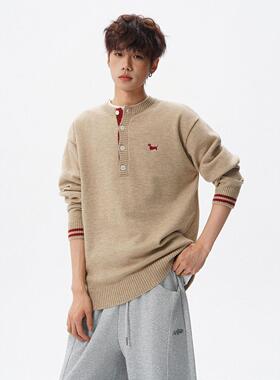 P45网图MY80重磅北极绒刺绣毛衣卡其黑色M到2XL