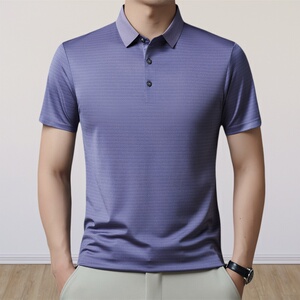 桑蚕丝翻领短袖条纹POLO衫男夏季