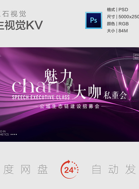紫色晚宴盛典医美整形美容魅力颜值光芒璀璨大V主视觉背景展板KV