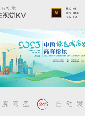 武汉城市可持续发展绿色新能源创新科技飘带背景板主视觉海报KV