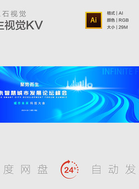 广州地标建筑未来智慧城市发展科技创新汇聚峰会主视觉背景展板KV