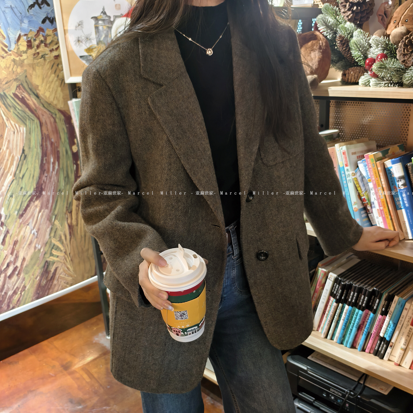 英伦风复古休闲羊毛呢子高级感大衣秋冬中长款毛呢外套售完无补