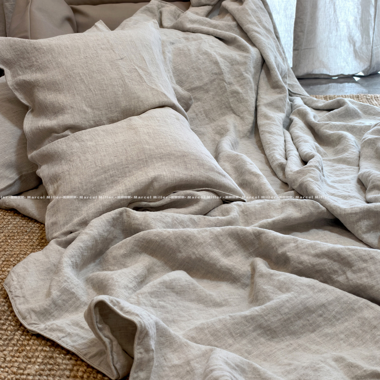 9支汉麻夏凉被三件套 双层休闲毯枕套筋骨柔润可作盖毯沙发巾床盖