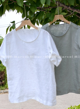 纯粹的舒适全麻T恤天然纯汉麻男士基础款短袖 休闲简约透气吸汗