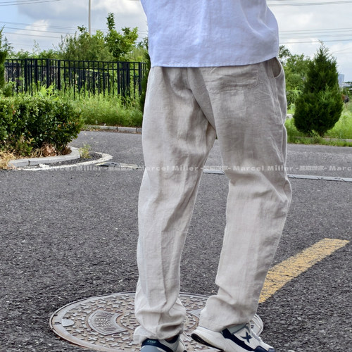 品质100%汉麻直筒宽松休闲九分裤